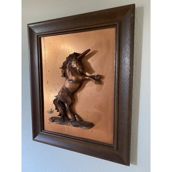 Vintage Midcentury Copper Unicorn 3D Copper Art Piece Unicorn MCM - Picture 7 of 9